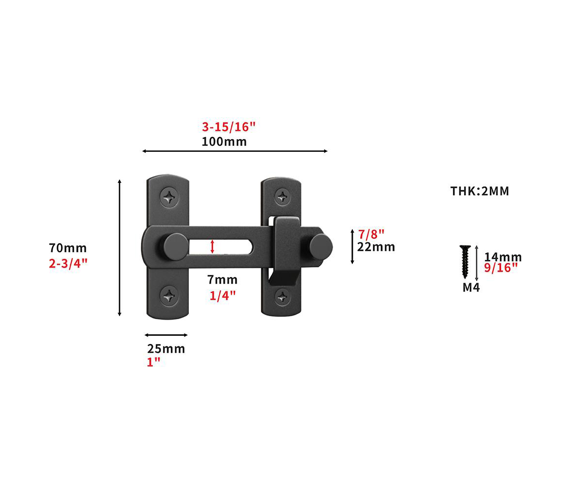 Spec Sheet - 180 Black Barn Door Lock