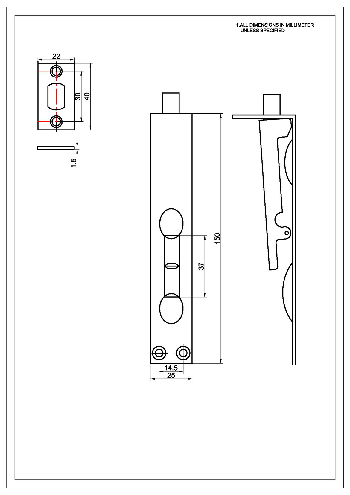 6 inch Door Bolt B2