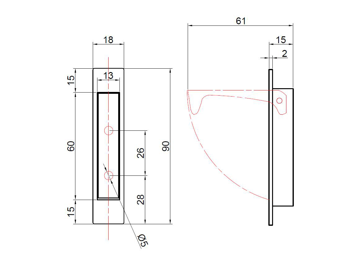 SOLID EDGE PULL FOR POCKET DOORS